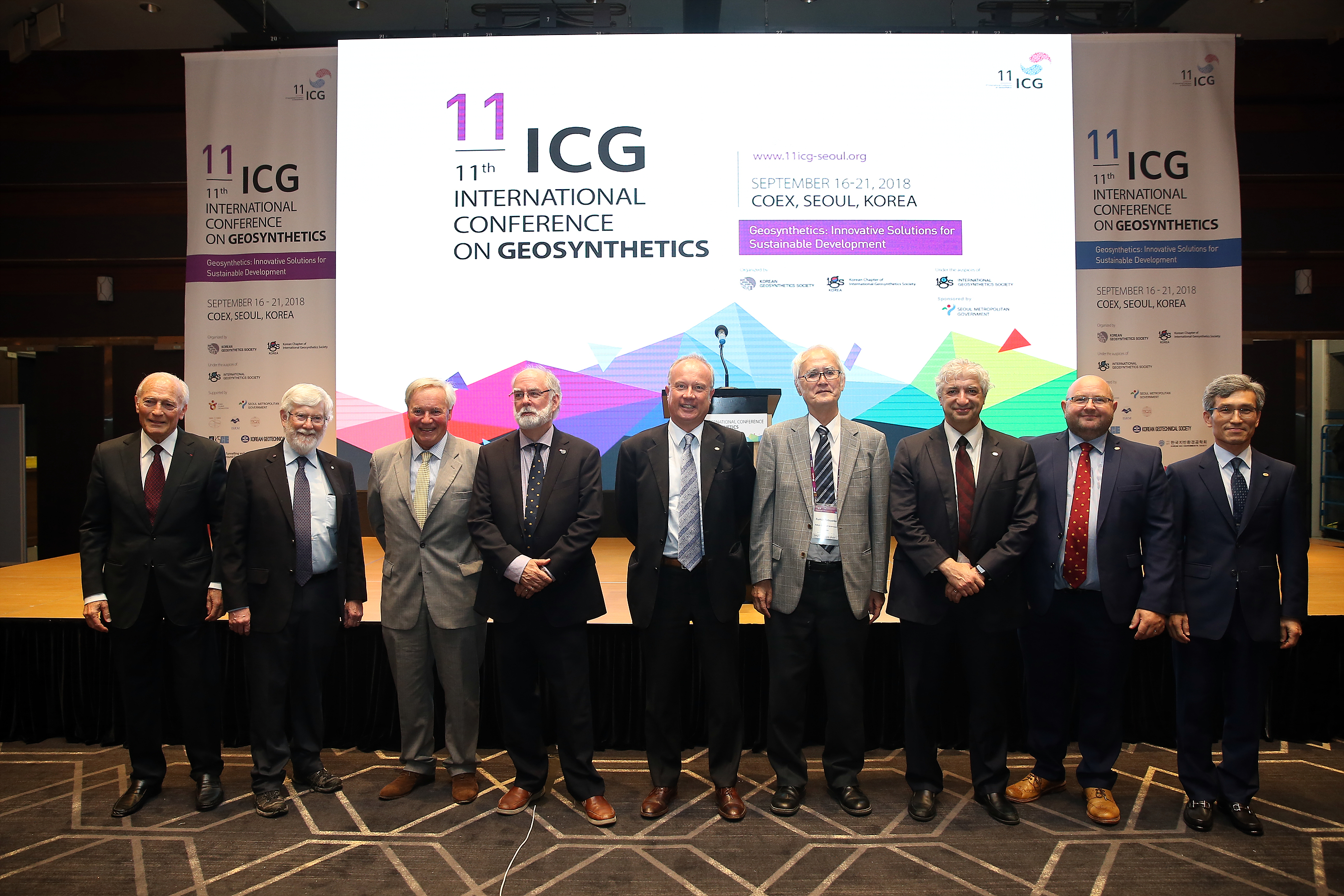 11th ICG, Seoul (10) Nine successive IGS presidents, Giroud, Rowe, Jones, Bathurst, Cazzuffi, Tatsuoka, Zornberg, Jones, Yoo